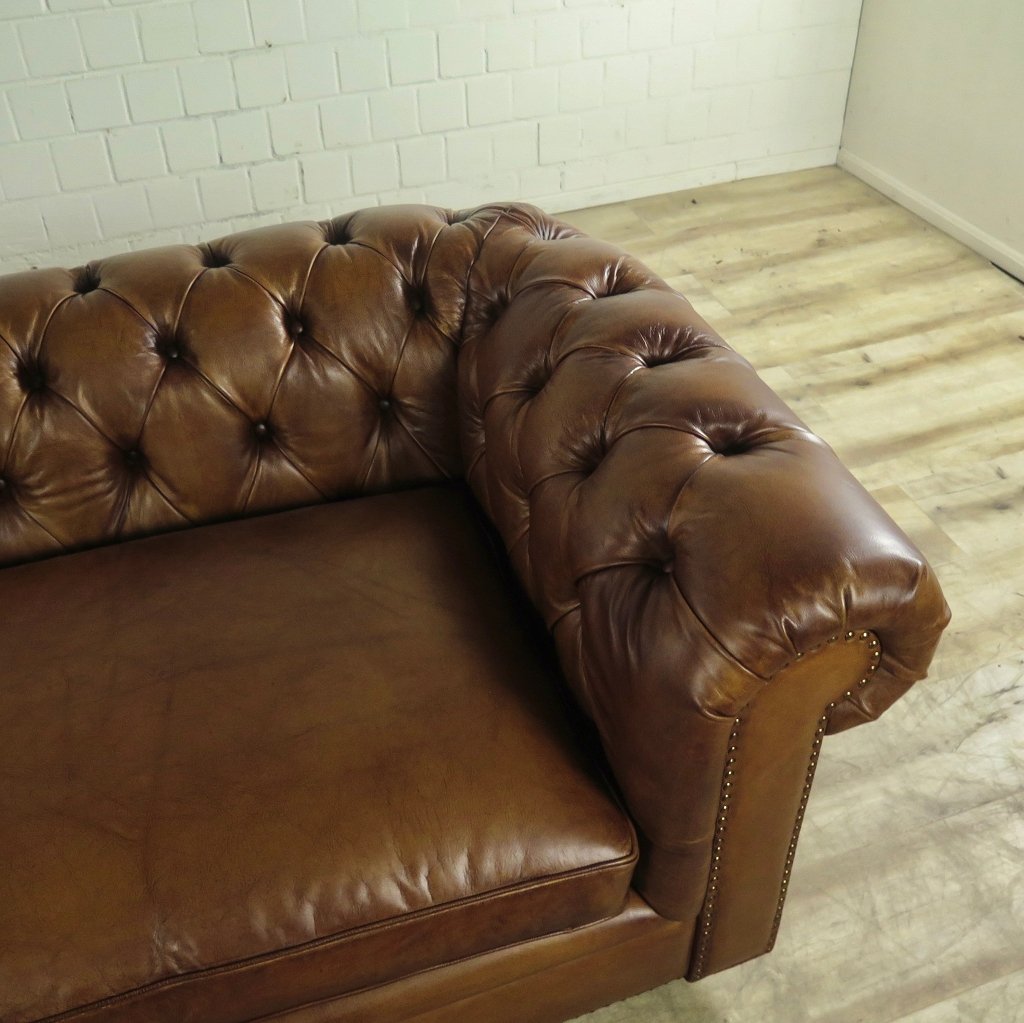 Chesterfield Sofa Couch Leder Braun 2.40 m