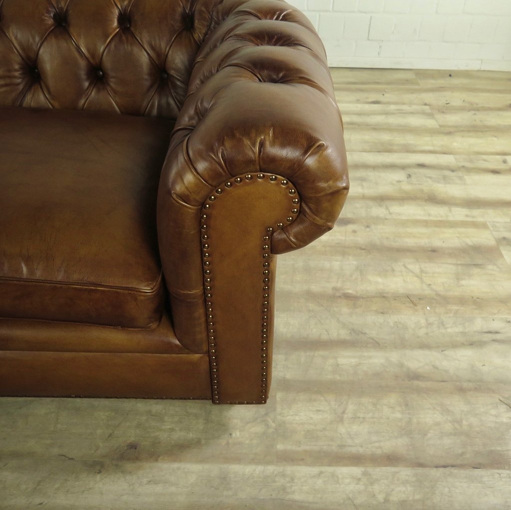 Chesterfield Sofa Couch Leder Braun 2.40 m