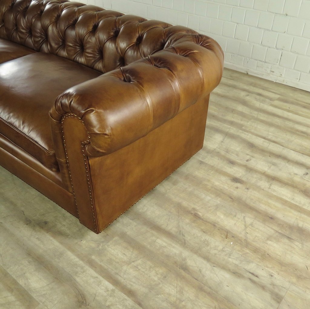 Chesterfield Sofa Couch Leder Braun 2.40 m