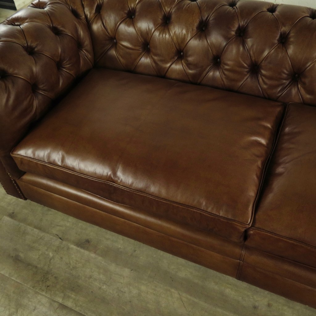 Chesterfield Sofa Couch Leder Braun 2.40 m