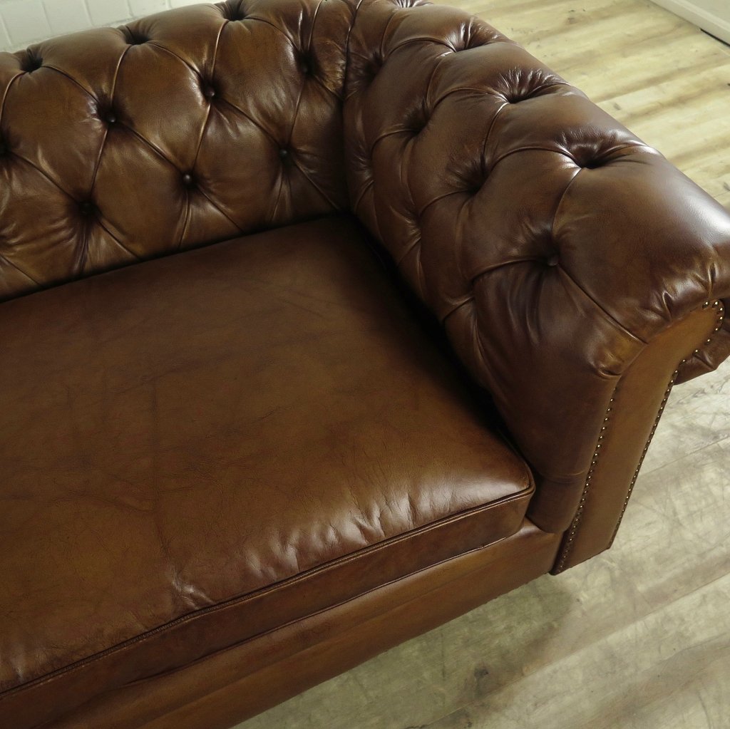 Chesterfield Sofa Couch Leder Braun 2.40 m