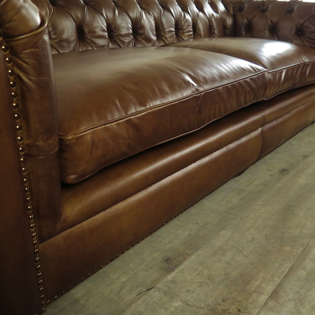 Chesterfield Sofa Couch Leder Braun 2.40 m