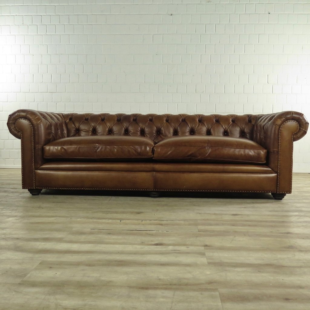 Chesterfield Sofa Couch Leder Braun 2.40 m