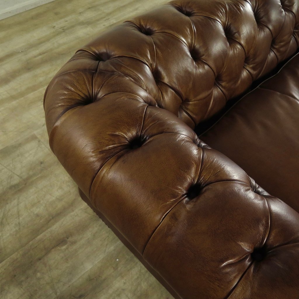 Chesterfield Sofa Couch Leder Braun 2.40 m