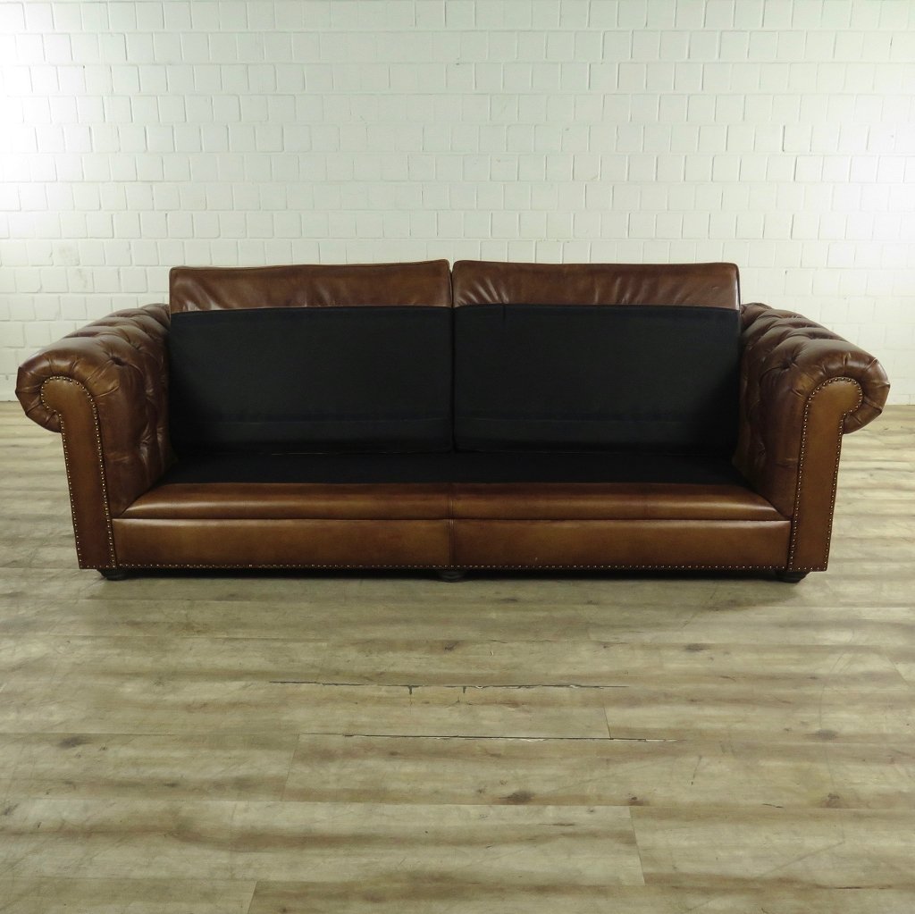 Chesterfield Sofa Couch Leder Braun 2.40 m