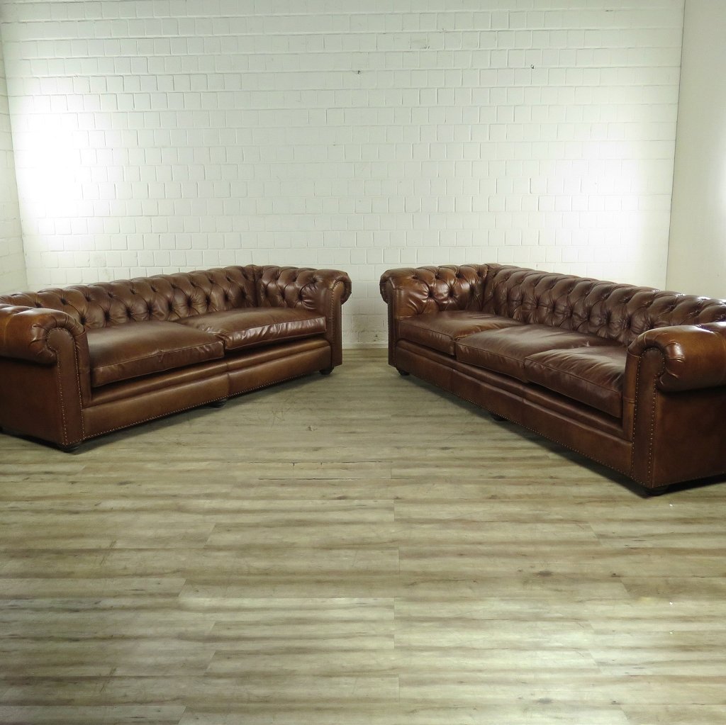 Chesterfield Sofa Couch Leder Braun 2.40 m