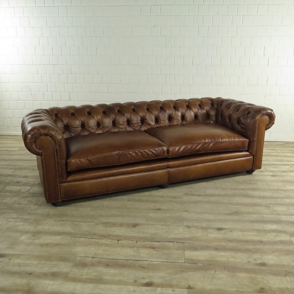 Chesterfield Sofa Couch Leder Braun 2.40 m