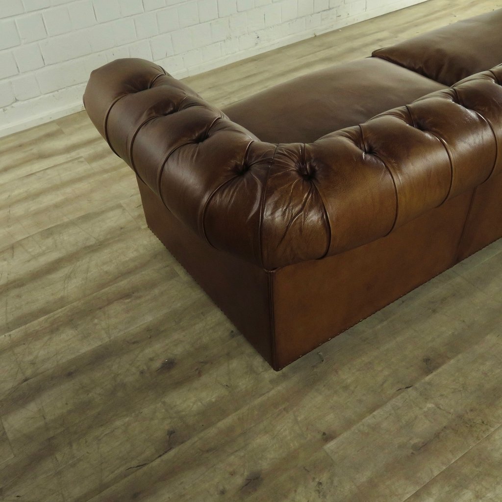 Chesterfield Sofa Couch Leder Braun 2.40 m