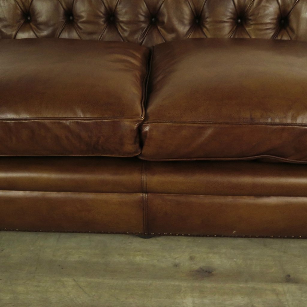Chesterfield Sofa Couch Leder Braun 2.40 m