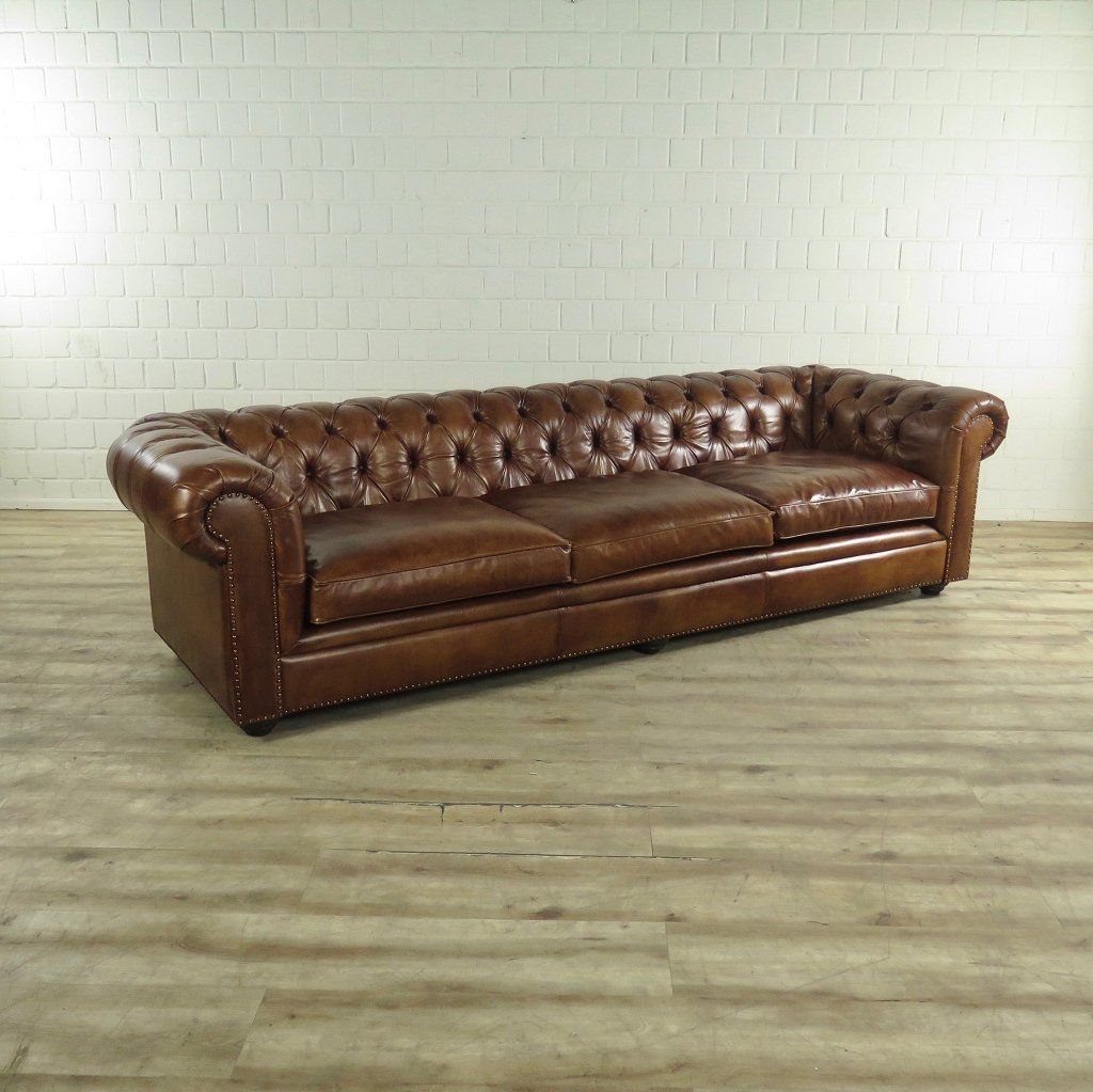 Chesterfield Sofa Couch Leder Braun 2.78 m