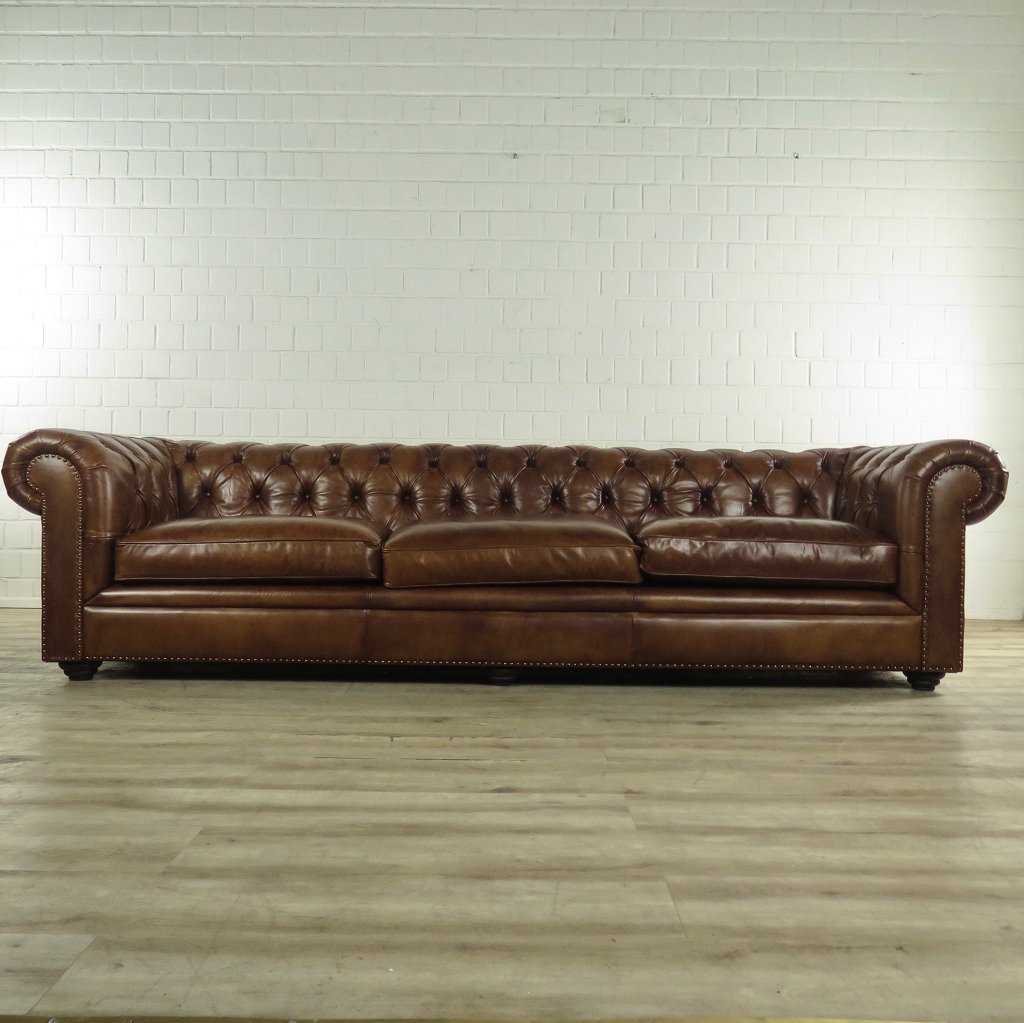 Chesterfield Sofa Couch Leder Braun 2.78 m