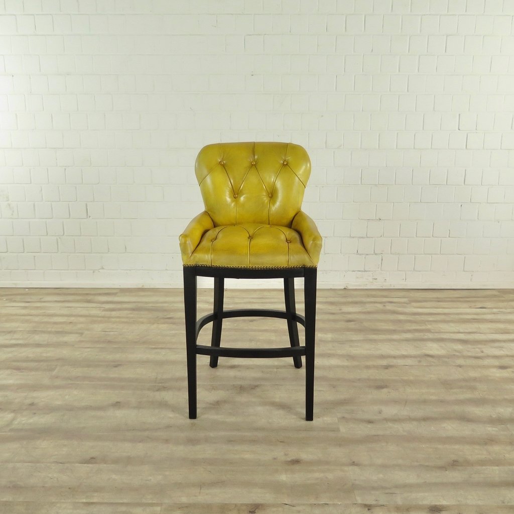 Chesterfield Barhocker Barsessel Leder Gelb