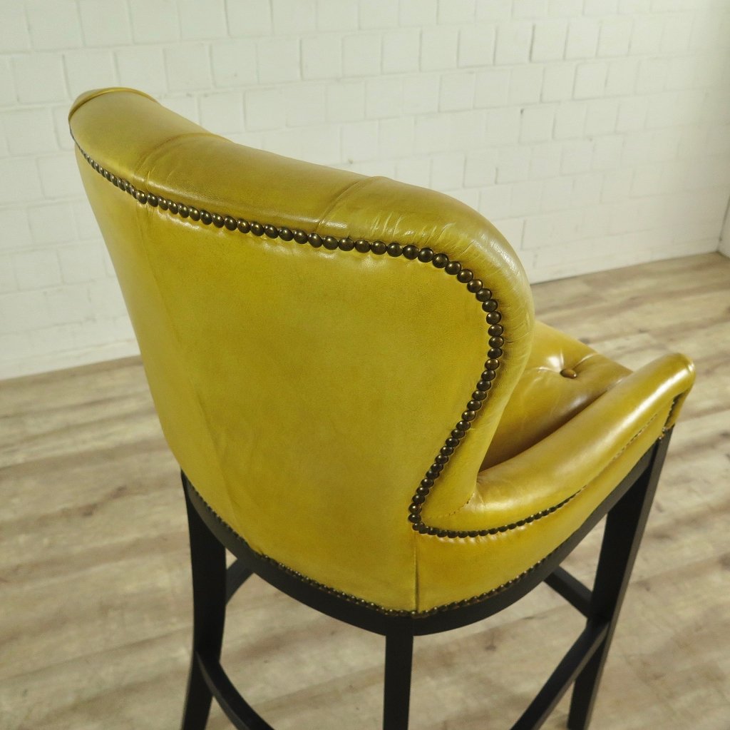 Chesterfield Barhocker Barsessel Leder Gelb