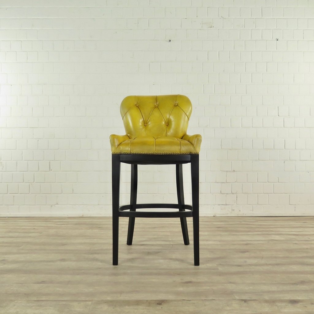 Chesterfield Barhocker Barsessel Leder Gelb