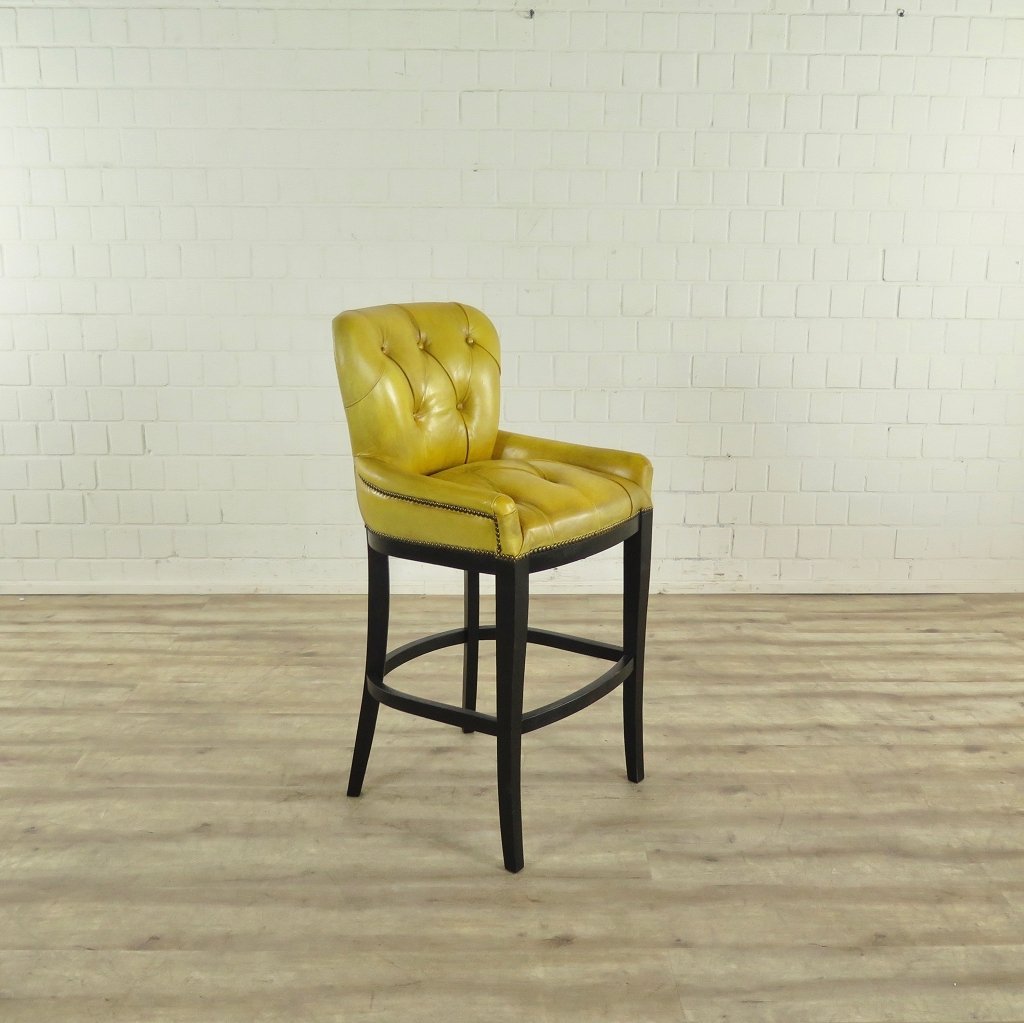 Chesterfield Barhocker Barsessel Leder Gelb