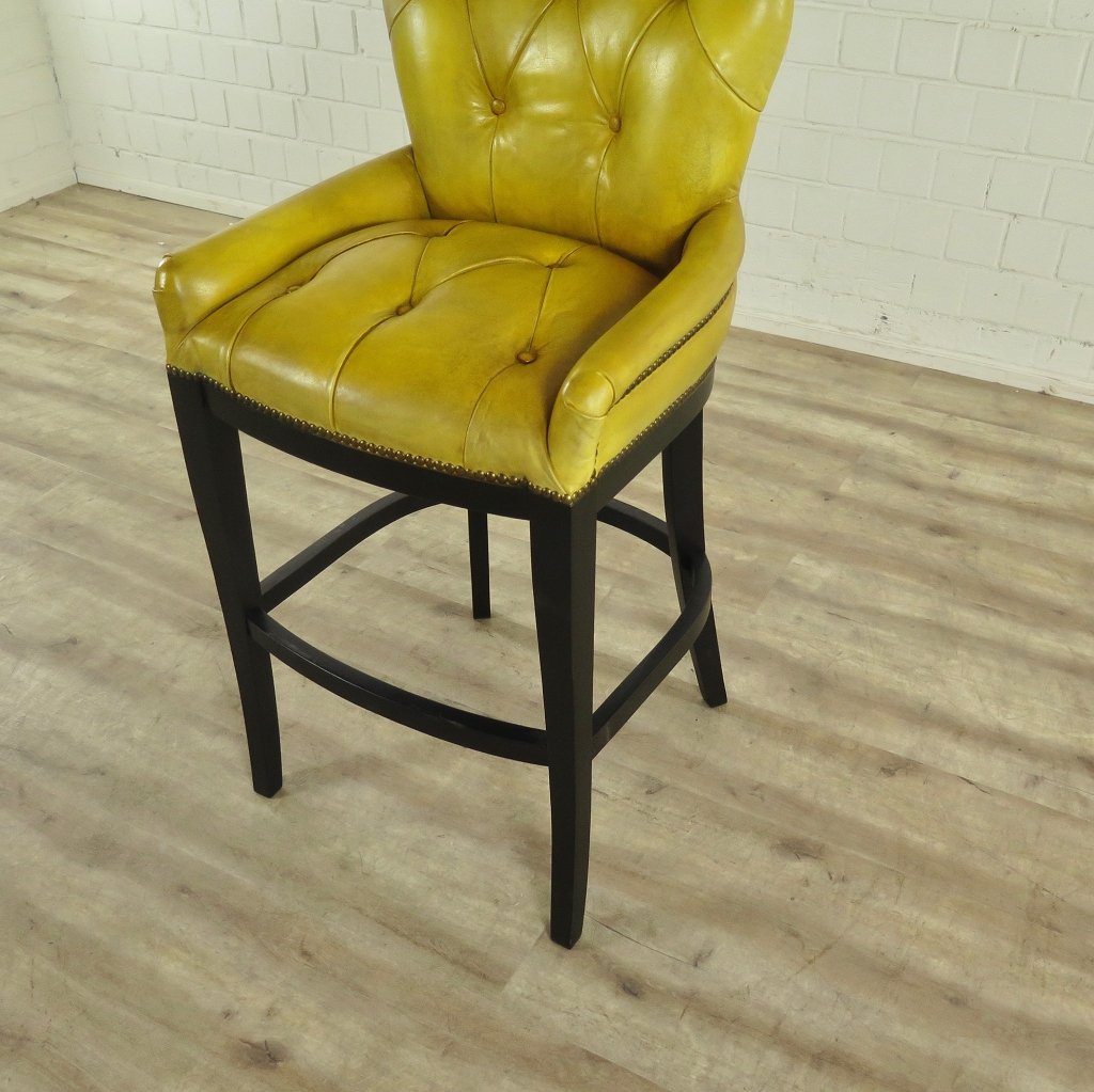 Chesterfield Barhocker Barsessel Leder Gelb