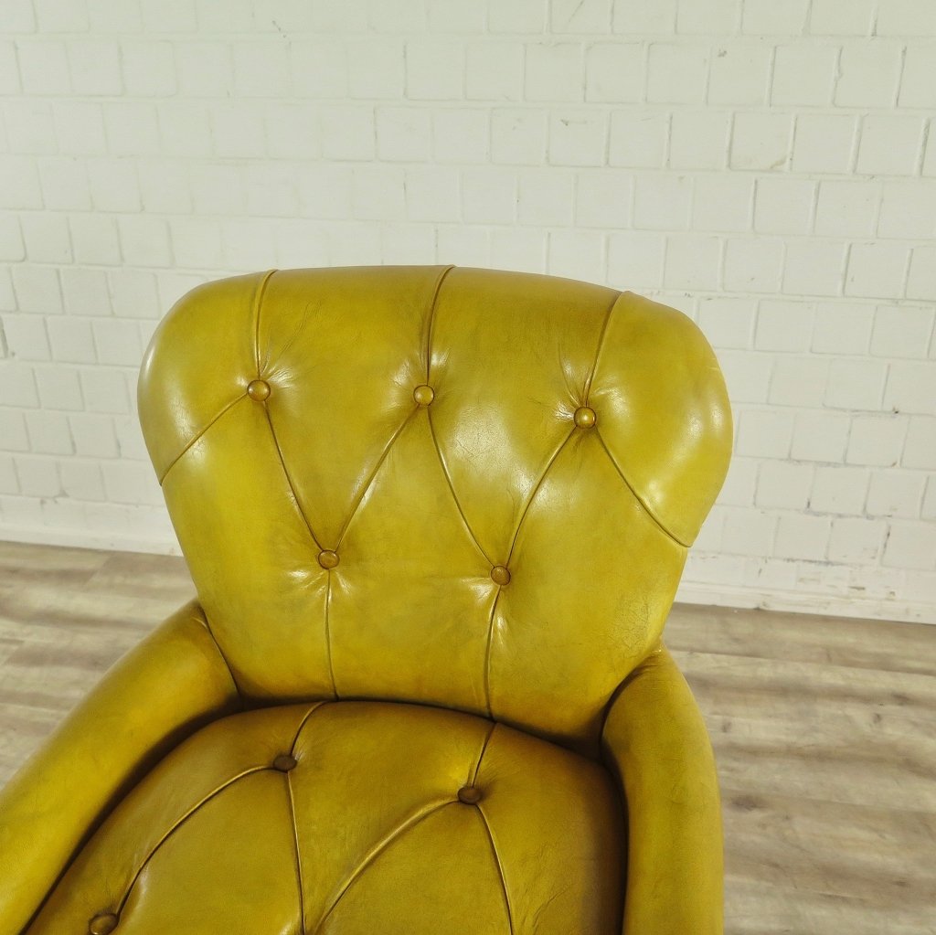 Chesterfield Barhocker Barsessel Leder Gelb