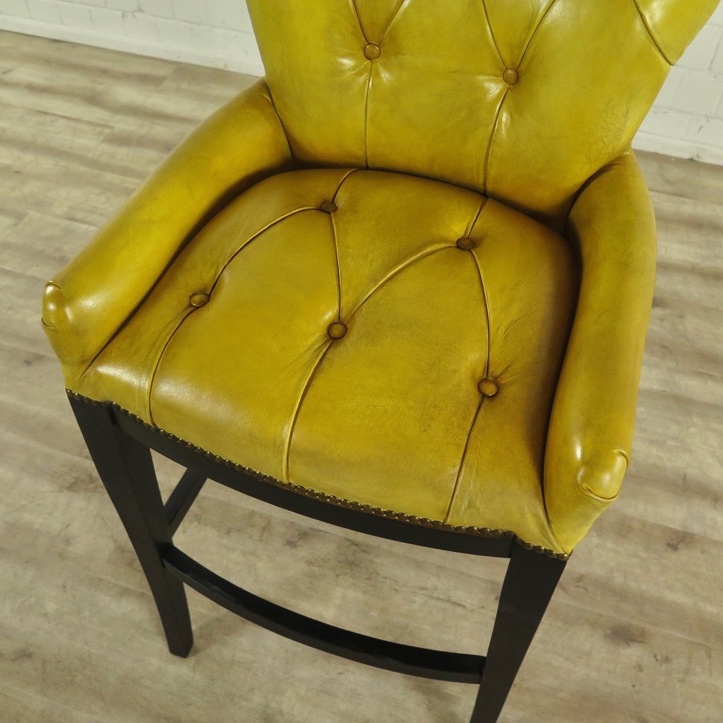 Chesterfield Barhocker Barsessel Leder Gelb