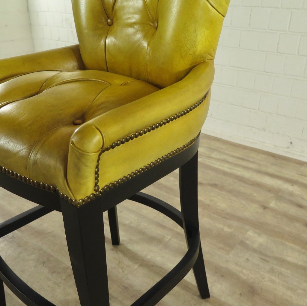 Chesterfield Barhocker Barsessel Leder Gelb