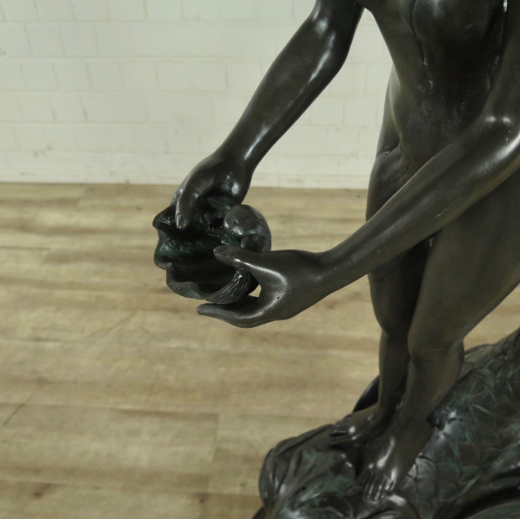 Wasserspeier Skulptur Frau auf Fisch Bronze 1,50 m