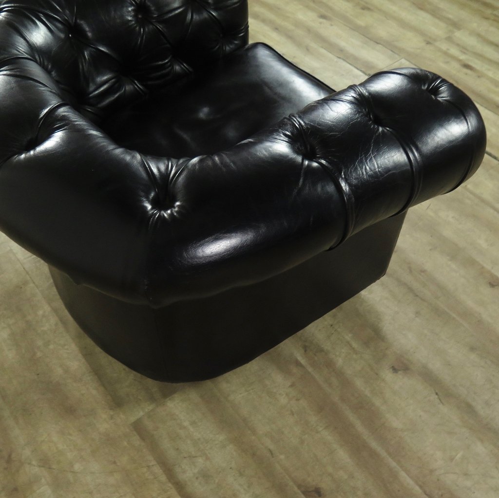 Chesterfield Sessel Leder Schwarz