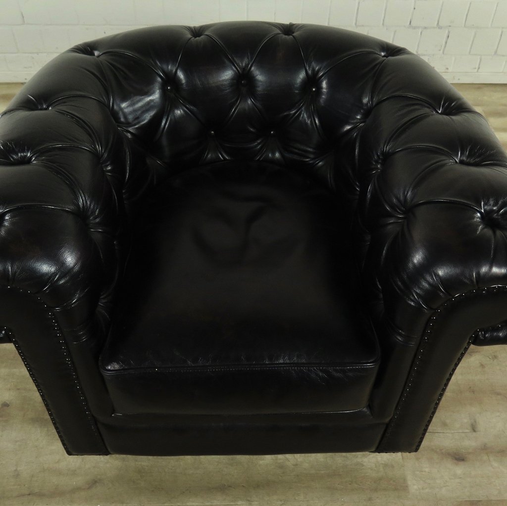 Chesterfield Sessel Leder Schwarz