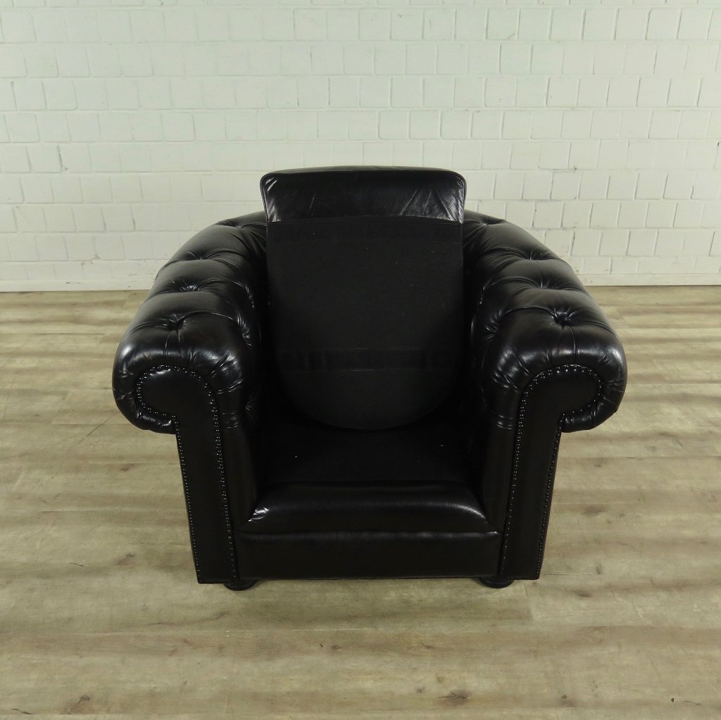 Chesterfield Sessel Leder Schwarz
