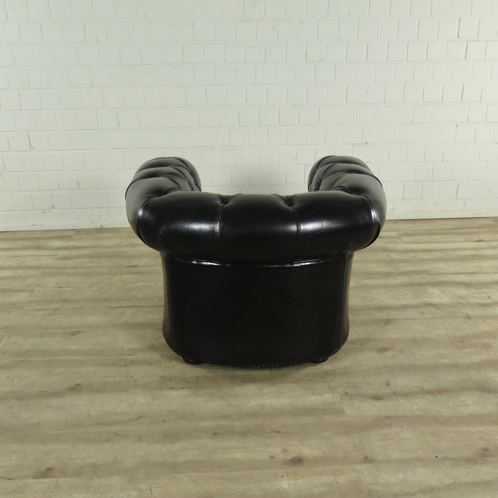 Chesterfield Sessel Leder Schwarz