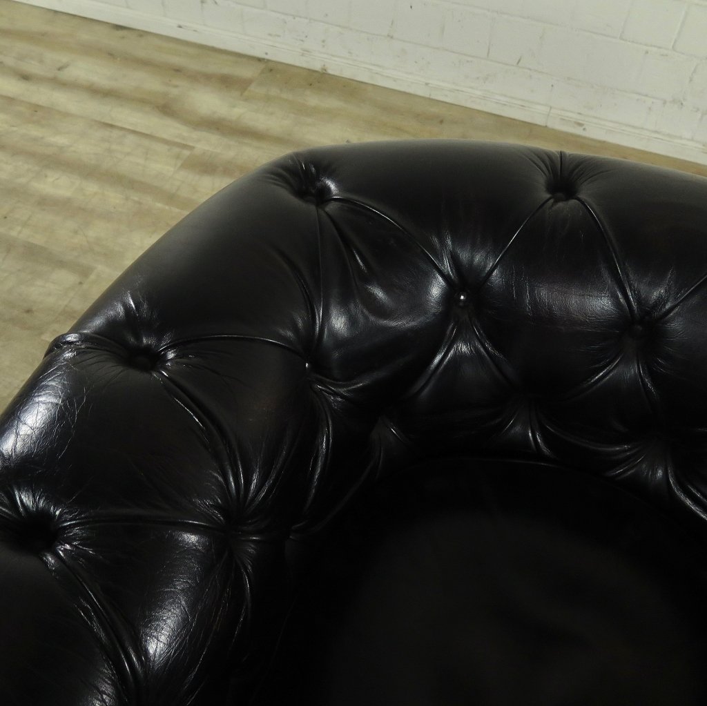 Chesterfield Sessel Leder Schwarz