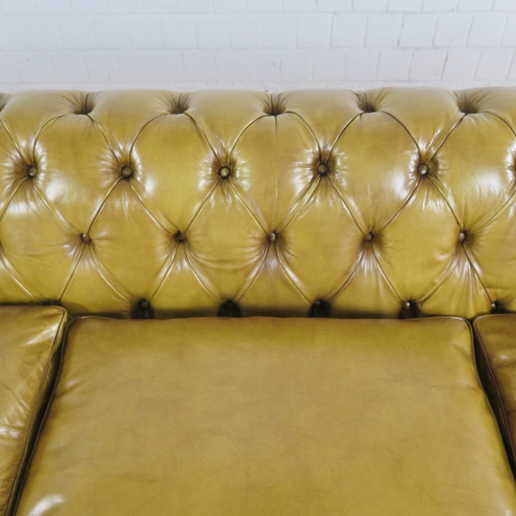 Chesterfield Sofa Couch Leder Olive 2,80 m