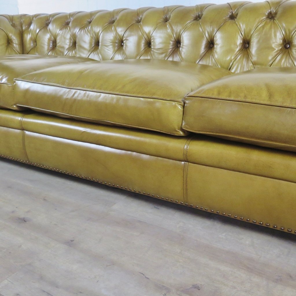Chesterfield Sofa Couch Leder Olive 2,80 m