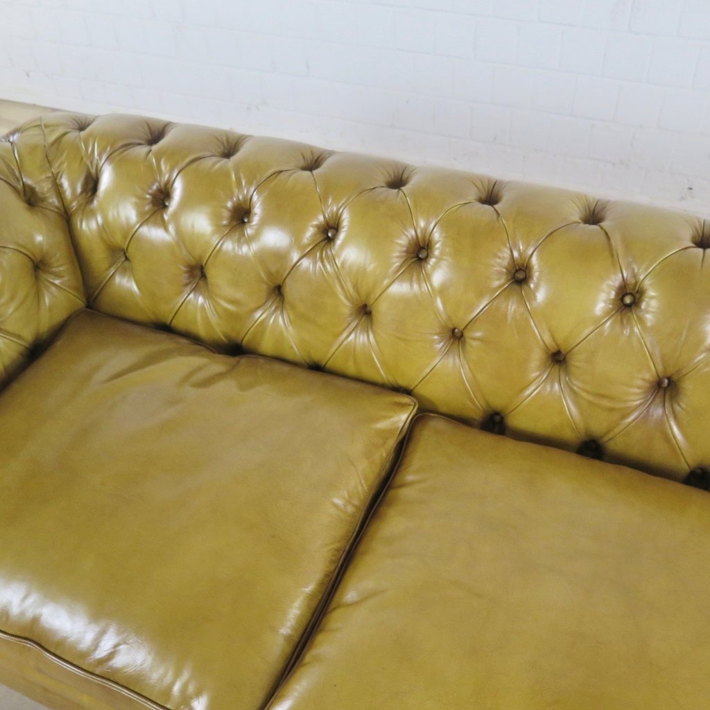 Chesterfield Sofa Couch Leder Olive 2,80 m