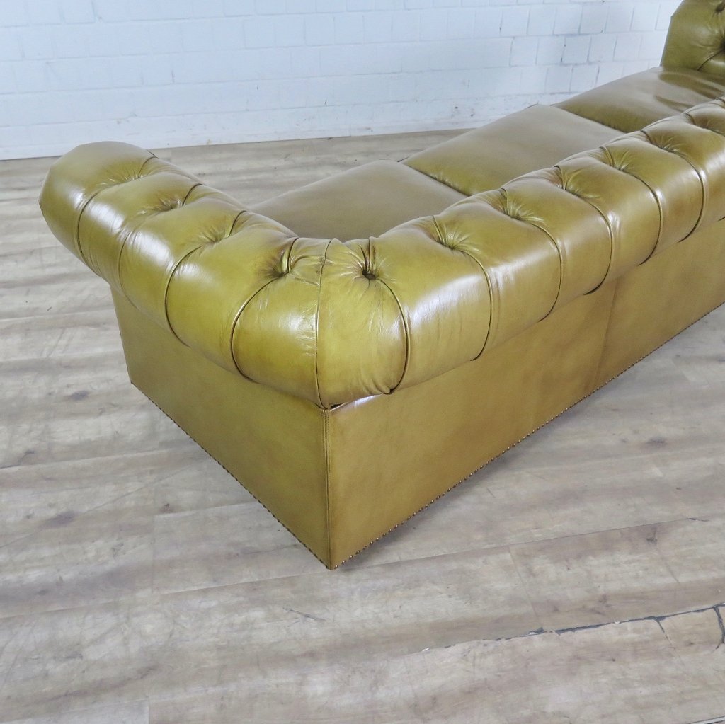 Chesterfield Sofa Couch Leder Olive 2,80 m