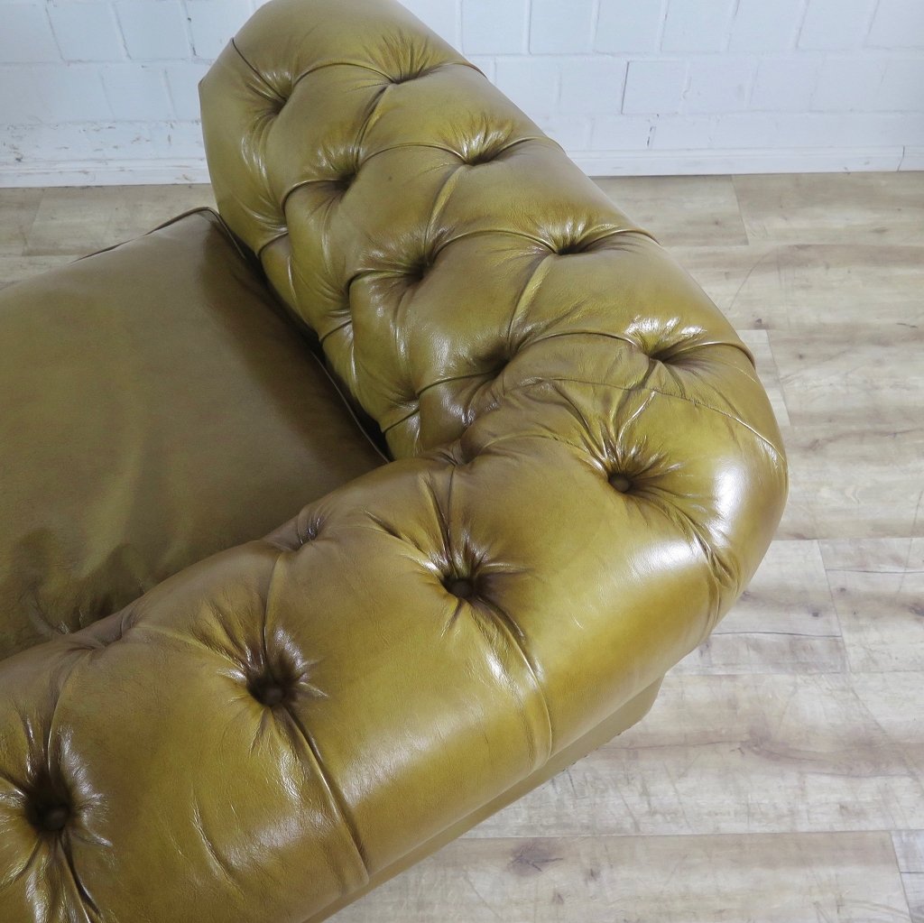 Chesterfield Sofa Couch Leder Olive 2,80 m