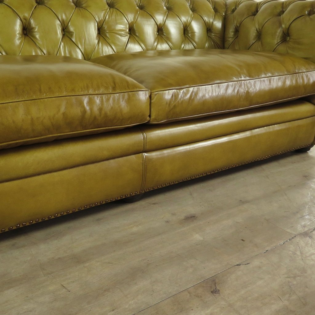 Chesterfield Sofa Couch Leder Olive 2,40 m