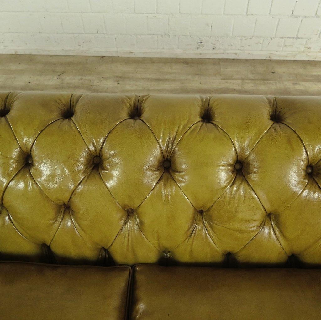 Chesterfield Sofa Couch Leder Olive 2,40 m