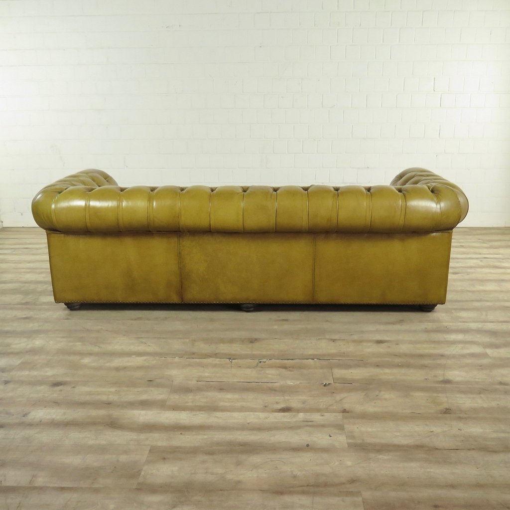 Chesterfield Sofa Couch Leder Olive 2,40 m