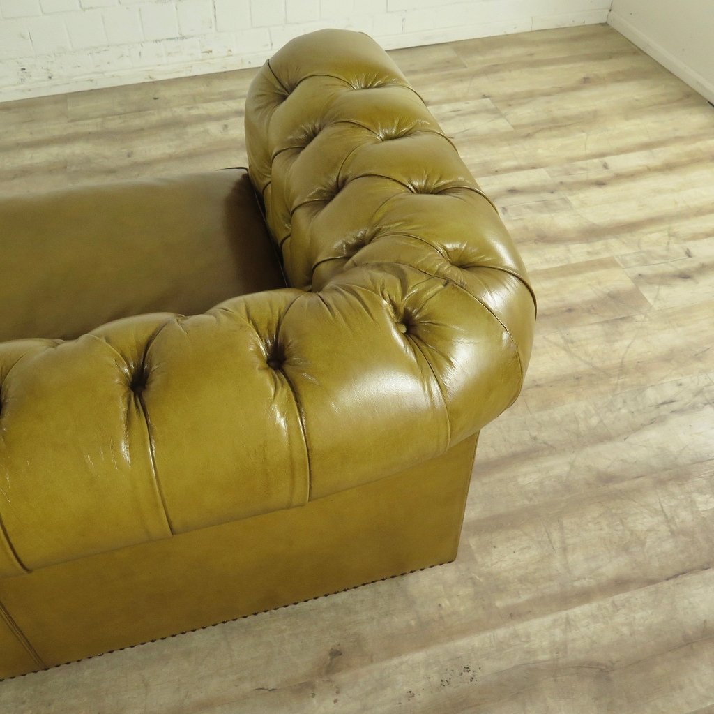 Chesterfield Sofa Couch Leder Olive 2,40 m