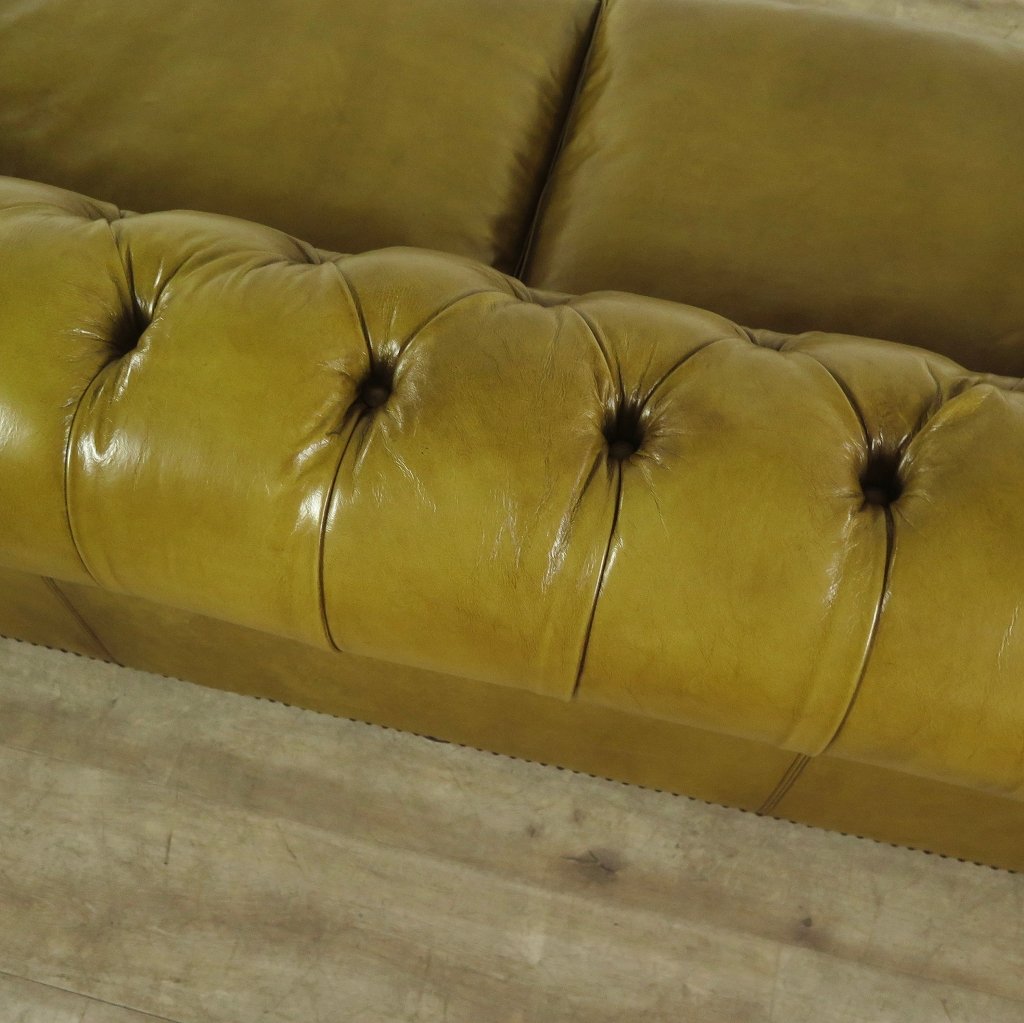 Chesterfield Sofa Couch Leder Olive 2,40 m