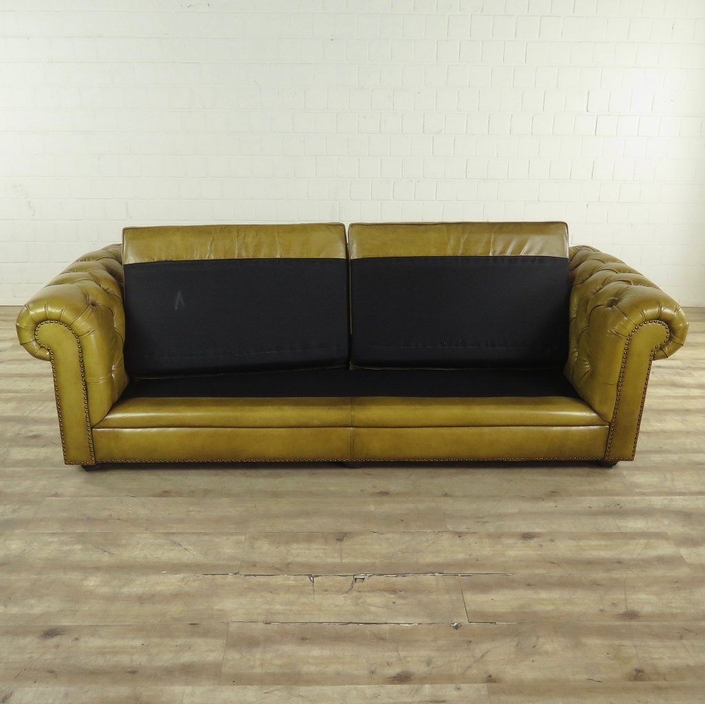 Chesterfield Sofa Couch Leder Olive 2,40 m
