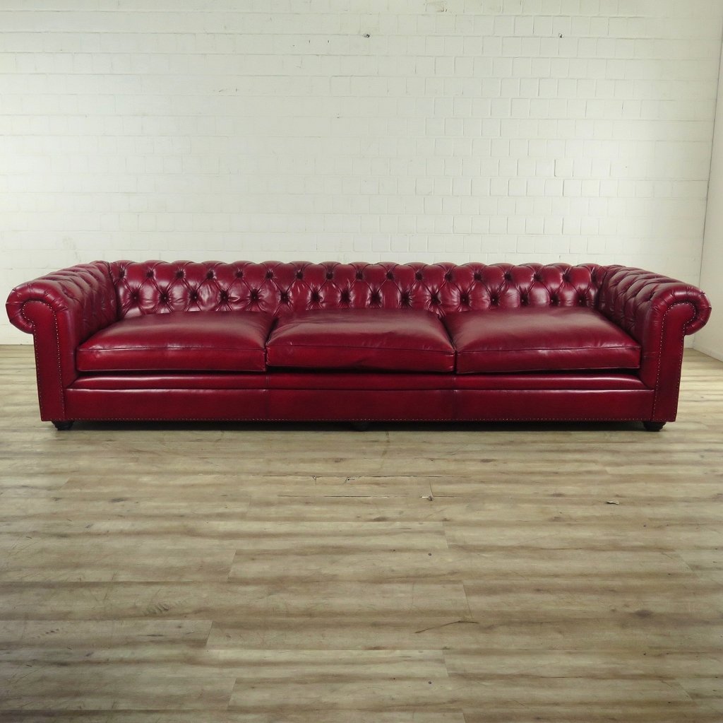 Chesterfield Sofa Couch Leder Rot 3,20 m