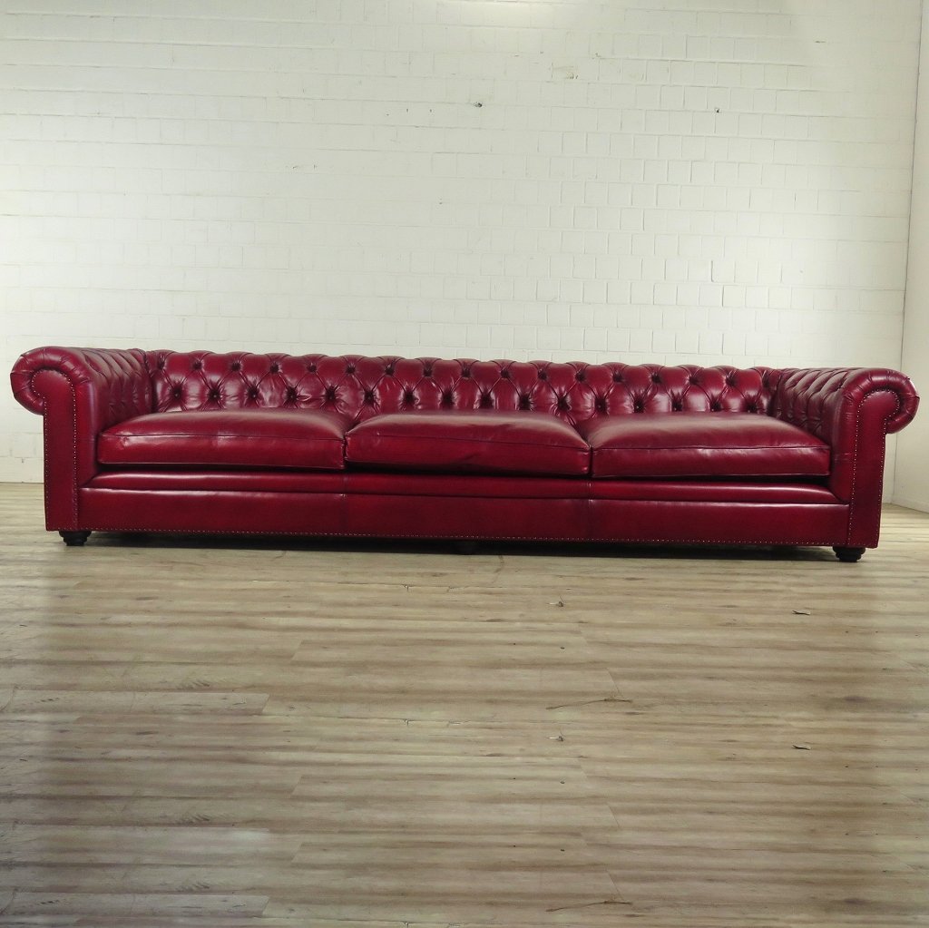 Chesterfield Sofa Couch Leder Rot 3,20 m
