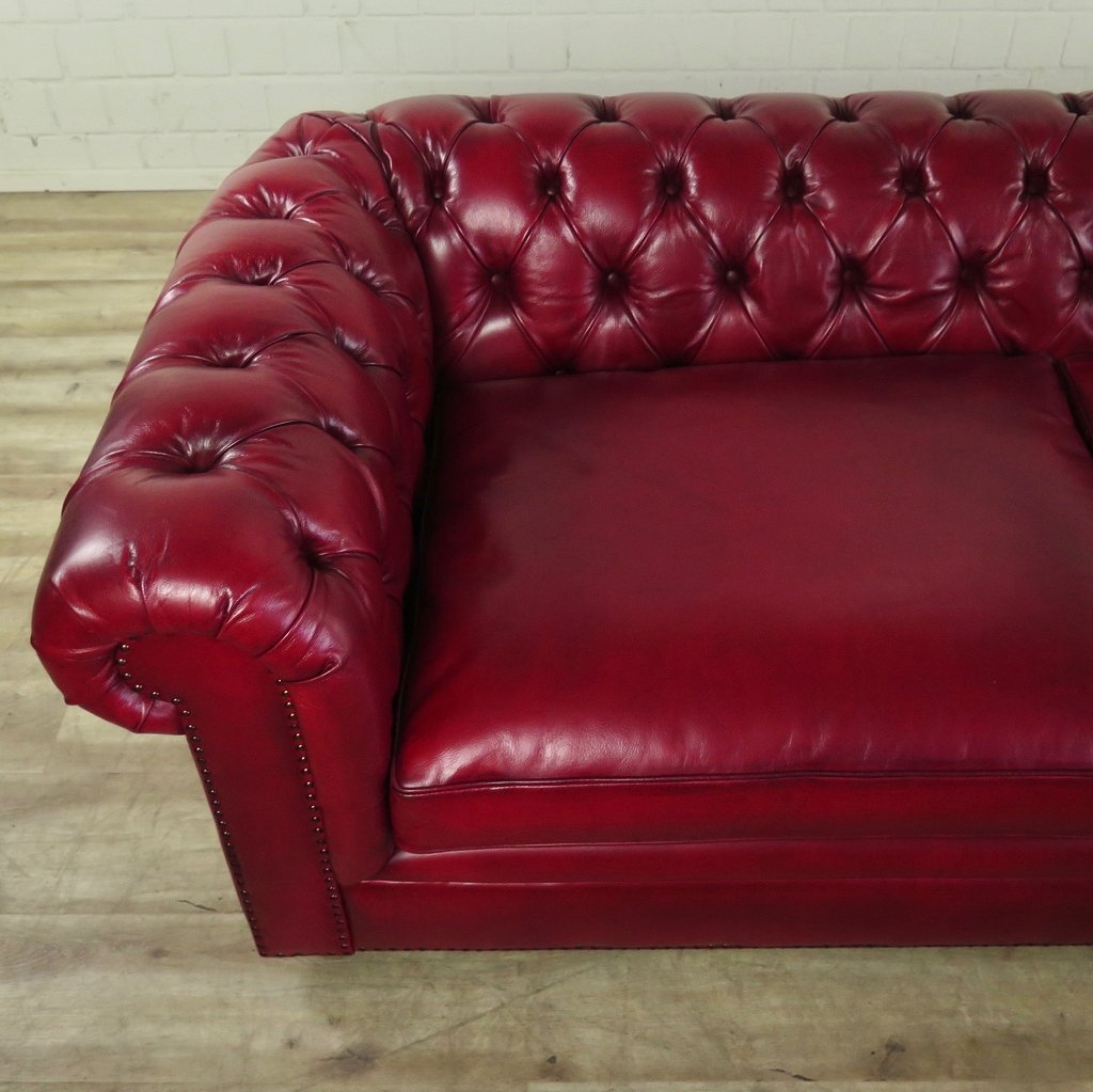 Chesterfield Sofa Couch Leder Rot 3,20 m