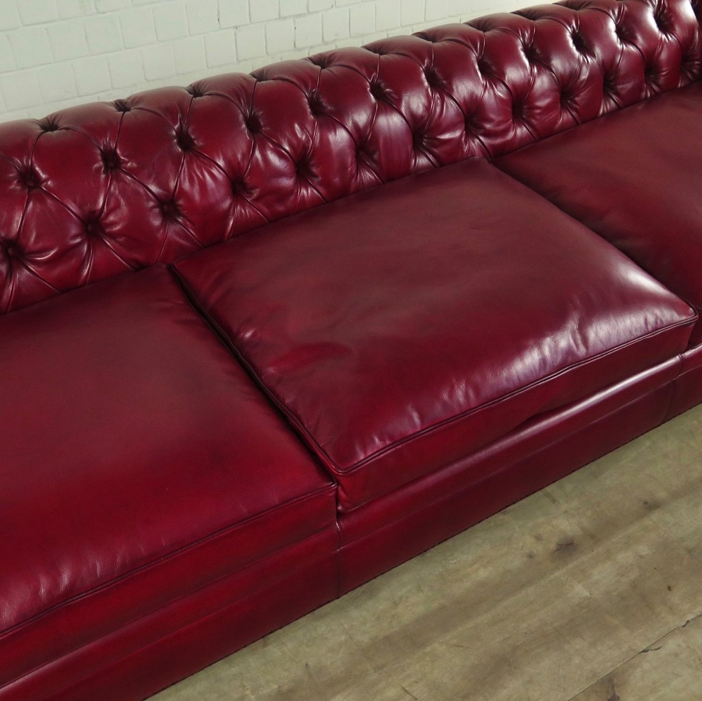Chesterfield Sofa Couch Leder Rot 3,20 m