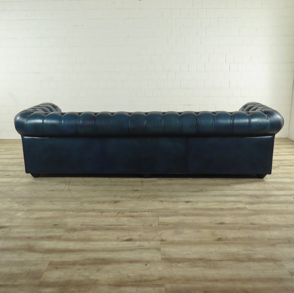 Chesterfield Sofa Couch Leder Blau 2,80 m
