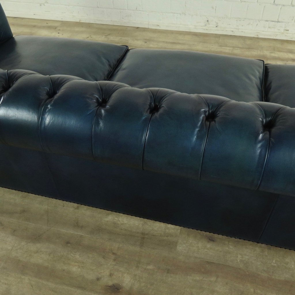 Chesterfield Sofa Couch Leder Blau 2,80 m
