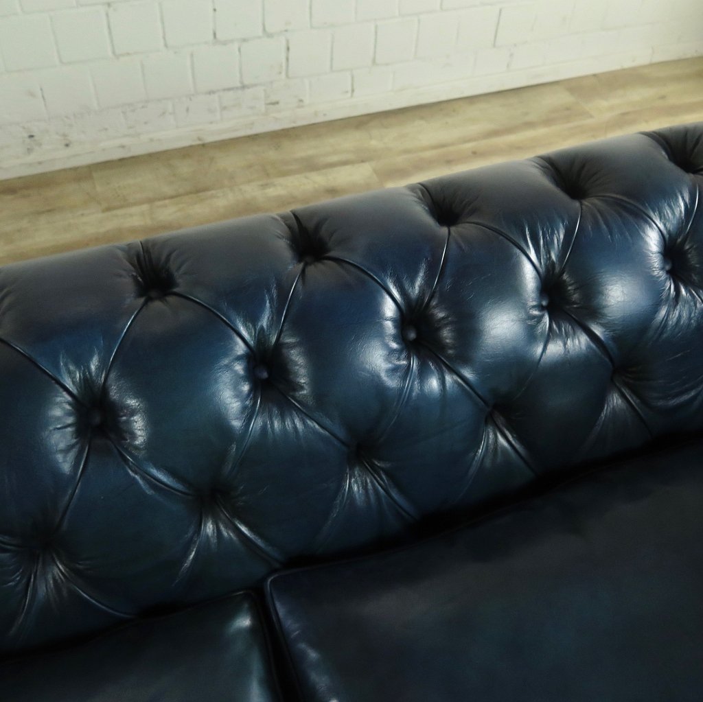 Chesterfield Sofa Couch Leder Blau 2,80 m