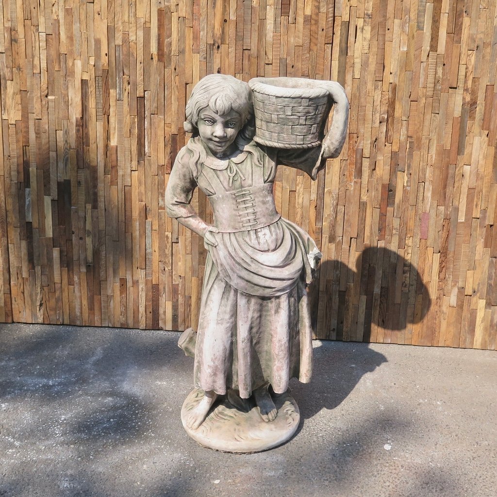 Wasserspeier Beton Kinder mit Korb 1,10 m