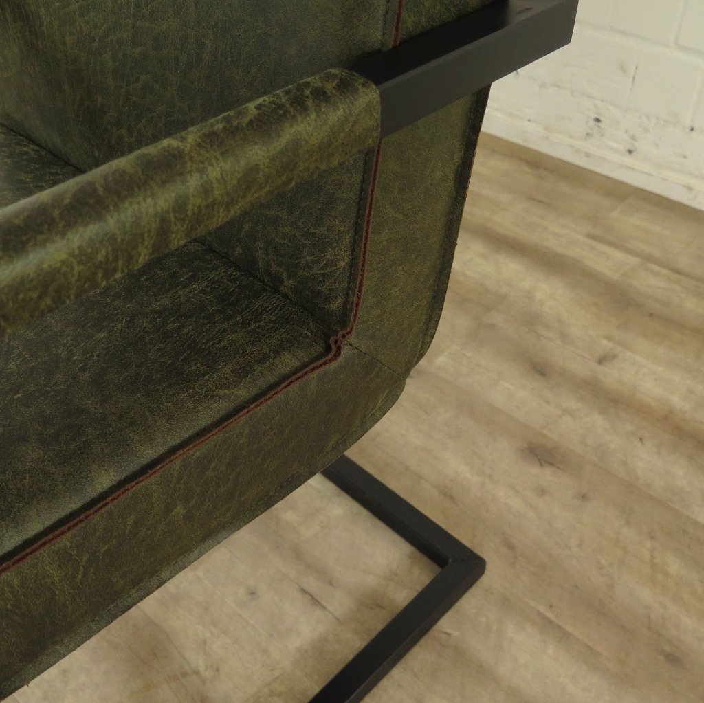 Stuhl Set Industrial Design Leder Grün