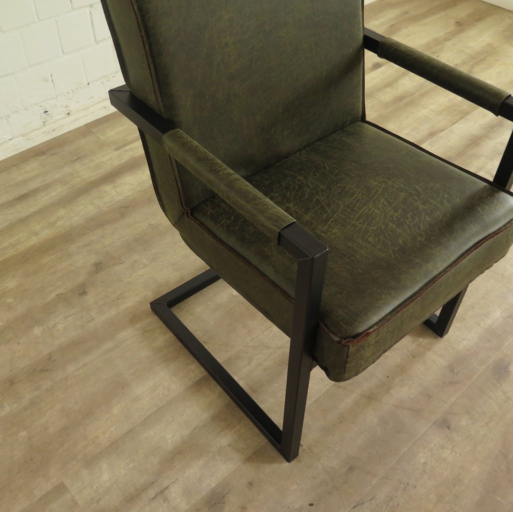 Stuhl Set Industrial Design Leder Grün